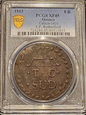 1813 Oaxaca 8 Reales Tierra Caliente TC PCGS XF45 Morelos Calico-1431 Rutherford - Image 1 of 4