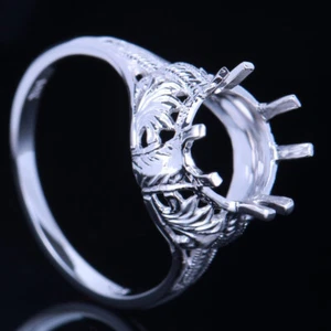 Jahrestag Sterlingsilber Vintage Ring 8 mm Rundschliff Fassung zarte Textur - Bild 1 von 4