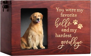 Pet Memorial Urns for Dog or Cat Ashes, Large Wooden Funeral Cremation Urns with - Picture 1 of 12