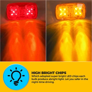 Red / Amber 10-LED 4" Side Marker Lights Camper Truck Trailer RV Running Lamp - Picture 1 of 28