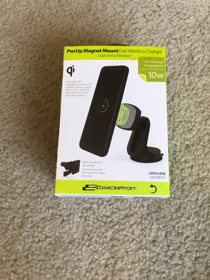 Bracketron PwrUp магнит крепление быстрый беспроводной автомобильный держатель зарядное устройство - открытая коробка! - Изображение 1 из 4