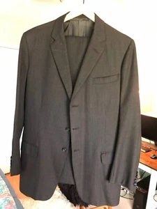 40L 32x32 vtg Savile Row suit brown English sharkskin pinstripes 3 button 1960s - Picture 1 of 9