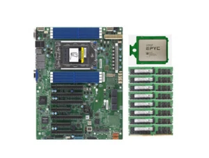 Supermicro H12SSL-i Mainboard mit AMD EPYC 7402 CPU, 512GB DDR4 3200MHz RAM - Bild 1 von 3