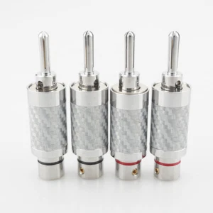 HI-END Lockable Rhodium Plated Banana Connector HiFi Audio Speaker Cable Plug - Picture 1 of 7