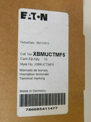 NEW Box of 10 Eaton XBMUCTMF5 5 mm Terminal Block Marker Cards AKA: UC-TMF-5 - Image 1 of 4