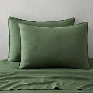Atlinia Leinen Kissenbezüge King Shams 20 x 36 Zoll grün - Bild 1 von 4