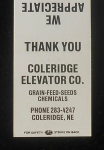 ¿años 80? Coleridge Elevator Co. Semillas de alimentación de granos productos químicos Coleridge NE Cedar Co - Imagen 1 de 1