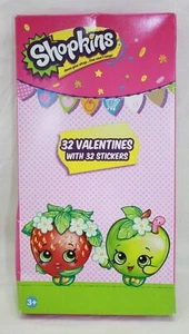 Shopkins 32 Count Valentine Day Classroom Exchange Cards with Stickers - Picture 1 of 12