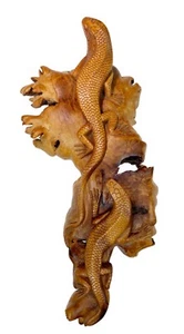Geschnitzte Wurzelholz 2 Eidechsen Reptil Skulptur Figur Indonesien H4” x L14” x 6” - Bild 1 von 7