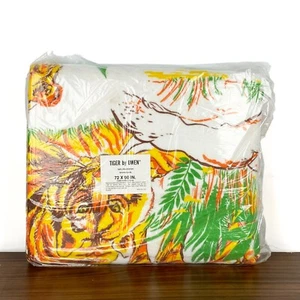VTG TIGER by Owen Blanket 72 x 90 Polyester Stitched Ends USA Made New Old Stock - Picture 1 of 14