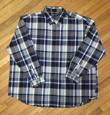 NwOt Men’s CHAPS Button Down Chest Pocket Plaid Long Sleeve Casual Shirt 4XB BIG - Image 1 of 4