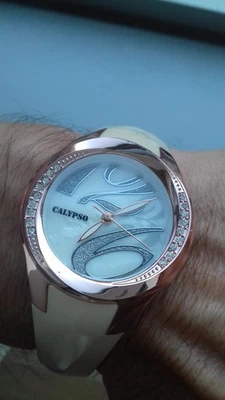 Calypso-FESTINA K5598/1 Crème & Diamants Montre Vintage NOS - Photo 1/4