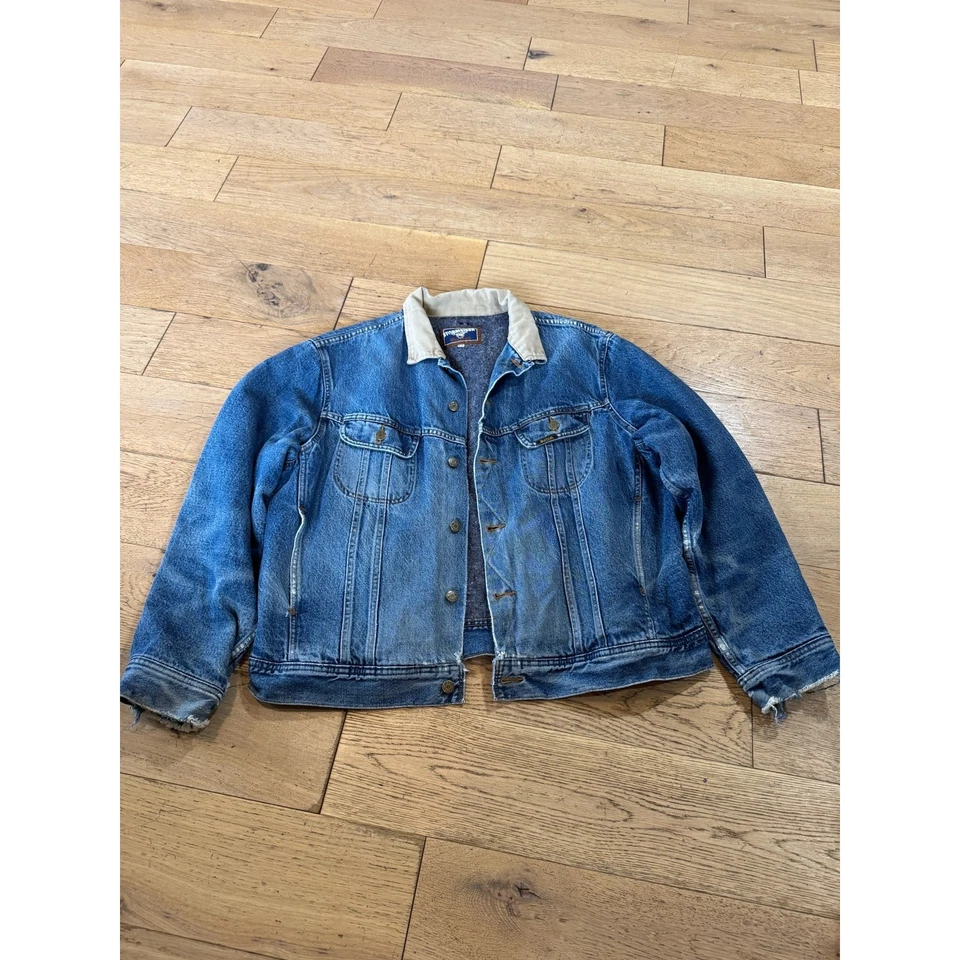 Mustang Stormrider Denim Jacket XL Blue Lined Vintage Trucker Jean Coat - Image 1 of 4