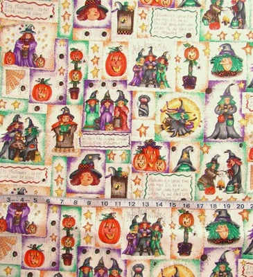 1 yd 100% Cotton Fabric by Dianna Marcum by Marcus Brothers Halloween Scenes