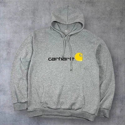 Carhartt Hoodie Sweatshirt Mens Pullover Long Sleeve Gray Logo Casual sz Medium* - Imagem 1 de 4