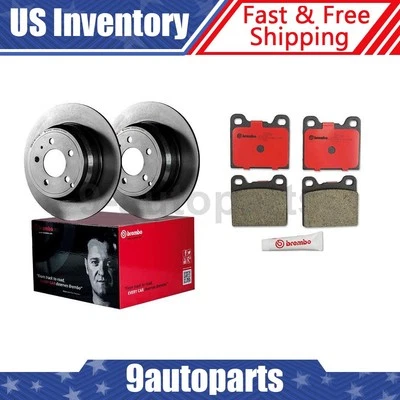 Brembo Rear Brake Kit Disc Rotors Ceramic Pads for 1994 1995 1996 1997 Volvo 850 - Image 1 of 4