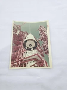 Original Nasa Red Letter Photograph AS-206 Erection Saturn 1 April 18 1967 - Picture 1 of 11