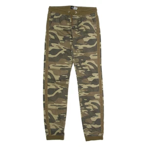 SKATE NATION Cuffed Camouflage Cargo Boys Trousers Green Regular Tapered W28 L28 - Picture 1 of 6
