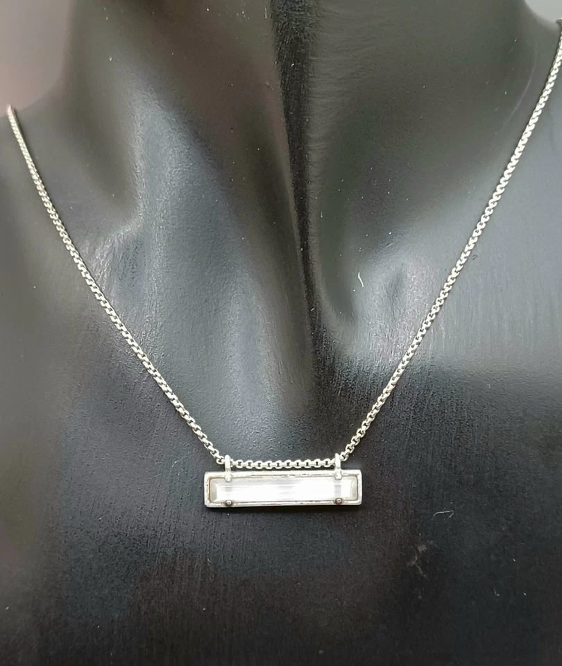 Collar Kendra Scott Leanor Tono Plata Gris Pizarra Ojo de Gato Barra Colgante Foto 1 de 4