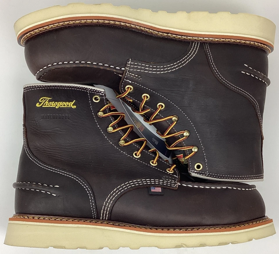 Bota de trabajo Thorogood 804-3600 para hombre 6" cuero WP sin usar, puntera de seguridad de acero, talla 11 EE Foto 1 de 4