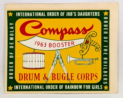 Nueva calcomanía adhesiva vintage de ventana de pedido de tambor y corneta 1963 Compass Foto 1 de 2