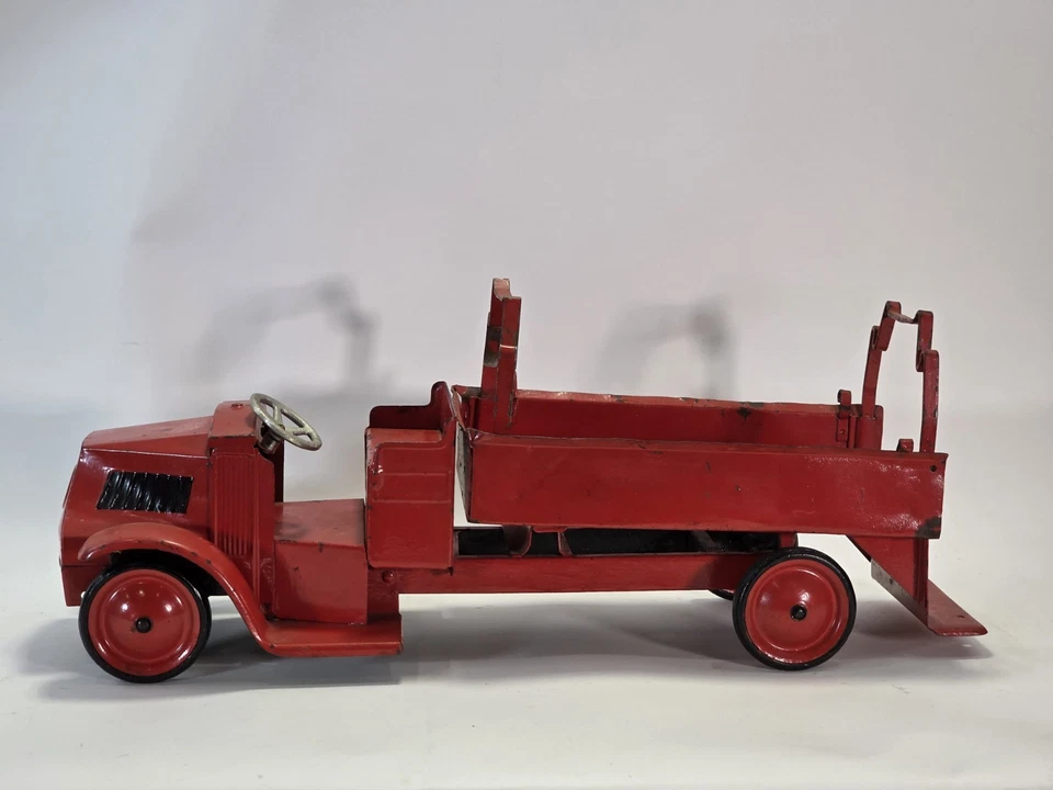 Antique Steelcraft Mack Pressed Steel "City Fire Dept" Toy Fire Truck 1920s Red  - Image 1 of 4
