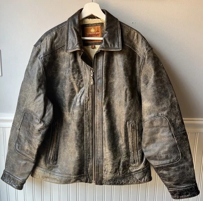 Vintage The Territory Ahead Genuine Leather Jacket Distressed Size Large  - Image 1 of 4