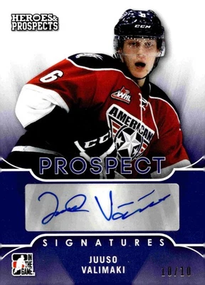 Tarjeta 10/10 Juuso Valimaki - 2015-16 ITG Heroes And Prospects Signatures #PS-JV2 Foto 1 de 2