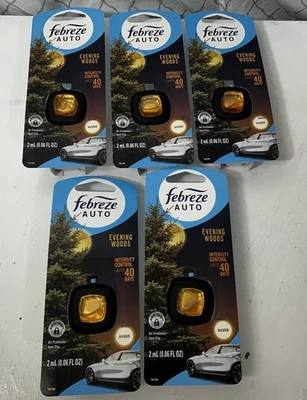 (5) Ambientador de aire Febreze Auto EVENING WOODS Clip de ventilación para automóvil Control de intensidad NUEVO Foto 1 de 4