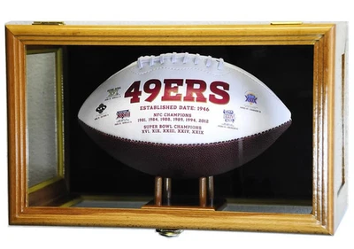Football Display Case Oak Solid Wood NFL Full Size Rack Holder Wall Ball Frame Foto 1 de 4