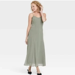 NEW A New Day Sage Midi Flowy Spaghetti Strap Lined Dress S - Photo 1 sur 3