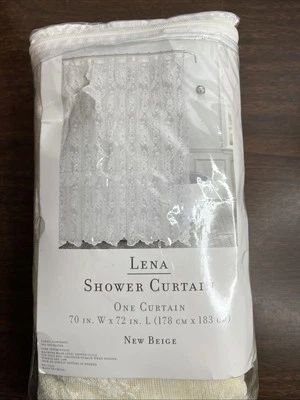 Lena Lace Shower Cutain - New Beige 70”  X 72” - Image 1 of 4