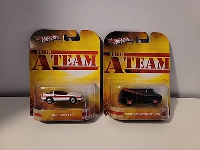 Hot Wheels Retro Ent. Juego de 2 A Team '80s Corvette & Custom GMC Panel Van Foto 1 de 4