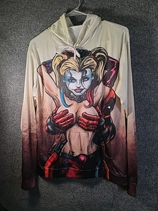 Men's Large Marvel Deadpool Hoodie Long Sleeve Pullover Lightweight Harley - Picture 1 of 7