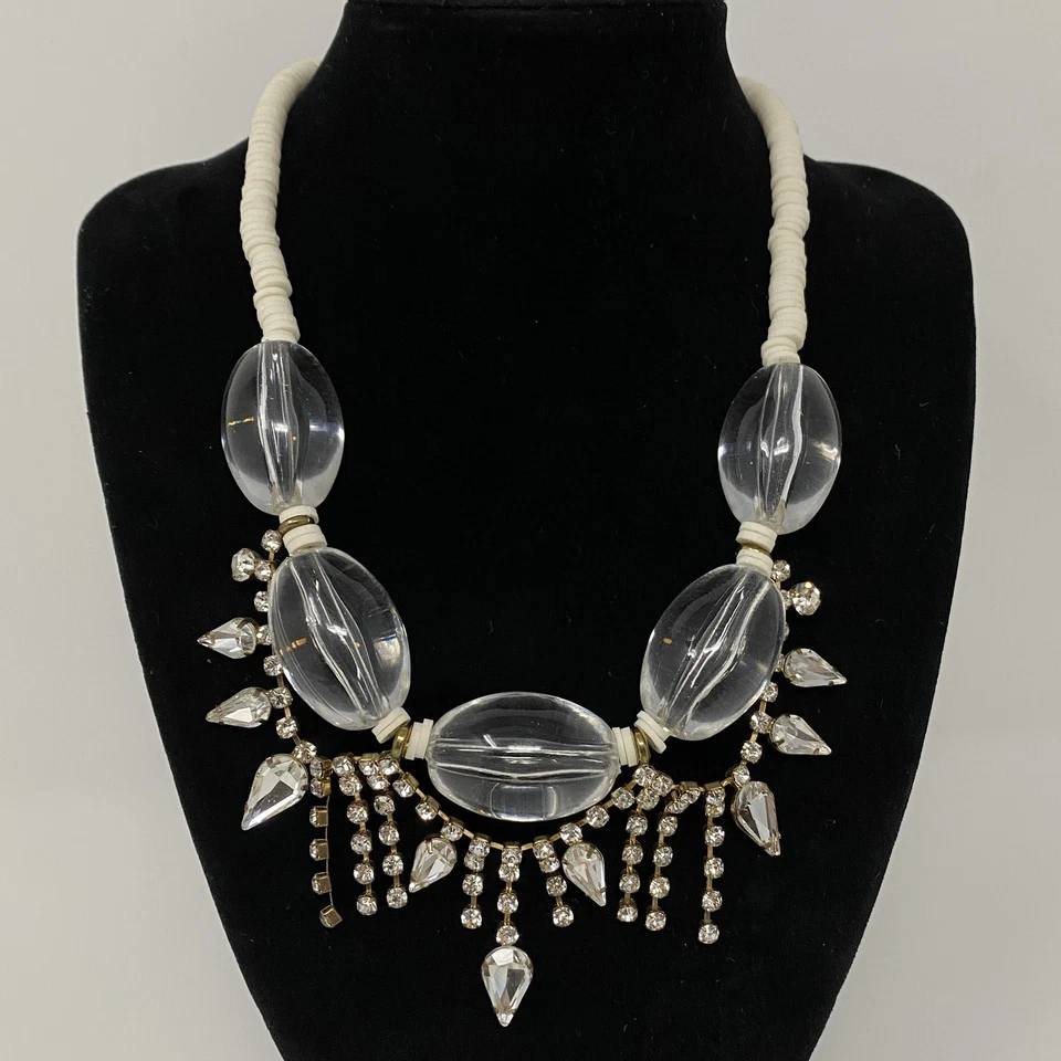 ¡ÚNICO! Collar grueso con babero llamativo mezclado cuentas Lucite Heishi flecos circonita Foto 1 de 4