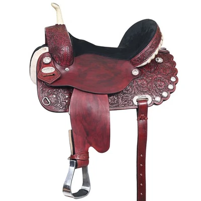 Silla de montar HILASON Western Horse de cuero americano sin árboles Trail Barrel | para caballos Foto 1 de 4