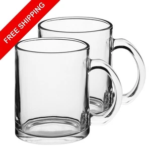NUOVO set di 2 tazze da caffè in vetro trasparente tazza da tè con manico - 11 oz - Foto 1 di 3