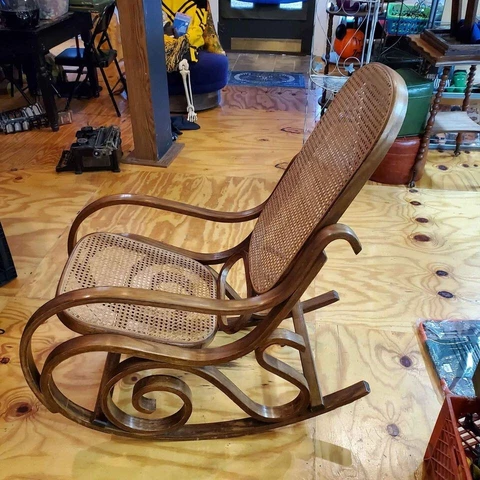 Vintage Bentwood Wicker Cane Wood Rocking Chair Cover