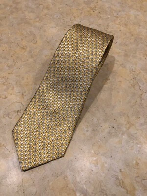 Corbata de seda cuello Jim Thompson elefante amarillo azul dorado nueva con etiquetas Foto 1 de 3