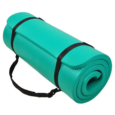 Signature Fitness 1" Extra Gruesa Ejercicio Fitness Yoga Mat con Correa de Transporte, Verde Foto 1 de 4