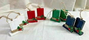 Snowman Hats/Ornaments/Wooden/Tree Decorations/Set of Eight - Picture 1 of 1