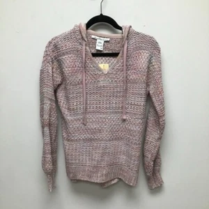 American Rag Cie Womens Pullover Sweater Elderberry Combo Marled Hooded M New - Picture 1 of 6