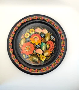 Original Ukrainian Hand Painted Flowers 8” Wood Wall Plate Petrykivka Signed - Picture 1 of 6