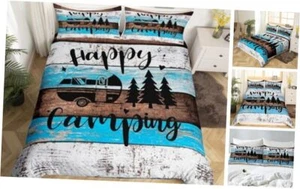 RV Camper Comforter Cover Size,Happy Camping Wild Adventure Queen Multi 06 - Picture 1 of 8