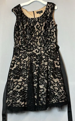 Vestido Betsy Adam Mujer 14 Negro Beige Encaje Formal Foto 1 de 4