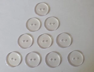 10 Clear Transparent Buttons Round Shape Resin 2 Hole Size 25mm - Larger Size - Picture 1 of 2