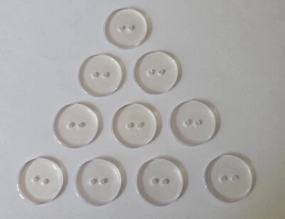 10 Clear Transparent Buttons Round Shape Resin 2 Hole Size 25mm - Larger Size - Image 1 of 2