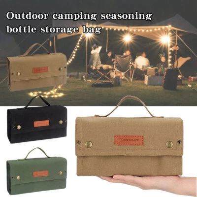 Portable Spice Jars Seasoning Bottle Canvas Storage Bag Outdoor Camping Picnic - Image 1 of 4