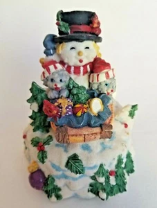 Christmas Figurine Musical Rotating Windup Snowman Sleigh Jingle Bells apA1 - Picture 1 of 5