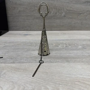 Vintage Silver Plated Tussy Mussy Flower Bouquet Holder 6" Tall With Pin & Chain - Picture 1 of 7